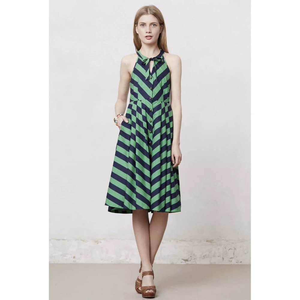 Anthropologie Girls From Savoy Chevron Striped Sundress Summer Dress  Sz 0 $148